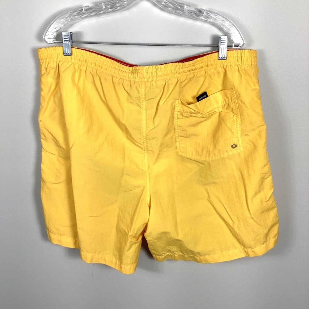 Vintage Down‎ Under Yellow  Swim Trunk Shorts Mens Size L Yellow Lined Pockets